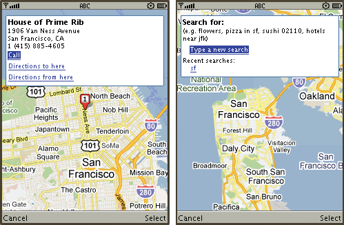 Google Maps for Mobile Java app (2005)